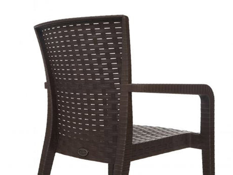 Alberta Set of 2 Stackable Armchairs – Brown Model RBO-ALBERTA-BRW-AC-SET2 by Rainbow Outdoor