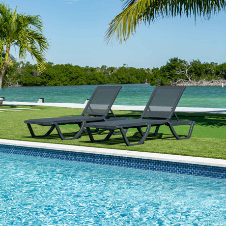 Florence Outdoor Set of 2 Chaise Lounger - Anthracite Model RBO-FLORENCE-ANT-CL-SET2 by Rainbow Outdoor