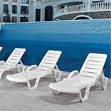 Lara Outdoor Set of 2 Stackable Chaise Lounge White Model RBO-LARA-WHT-CL-SET2 by Rainbow Outdoor