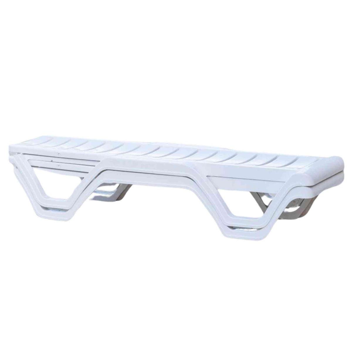 Lara Outdoor Set of 2 Stackable Chaise Lounge White Model RBO-LARA-WHT-CL-SET2 by Rainbow Outdoor