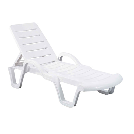 Lara Outdoor Set of 2 Stackable Chaise Lounge White Model RBO-LARA-WHT-CL-SET2 by Rainbow Outdoor