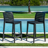 Leva Outdoor Set of 2 Barstools - Anthracite Model RBO-LEVA-ANT-BS-SET2 by Rainbow Outdoor