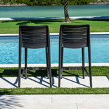 Leva Outdoor Set of 2 Barstools - Anthracite Model RBO-LEVA-ANT-BS-SET2 by Rainbow Outdoor