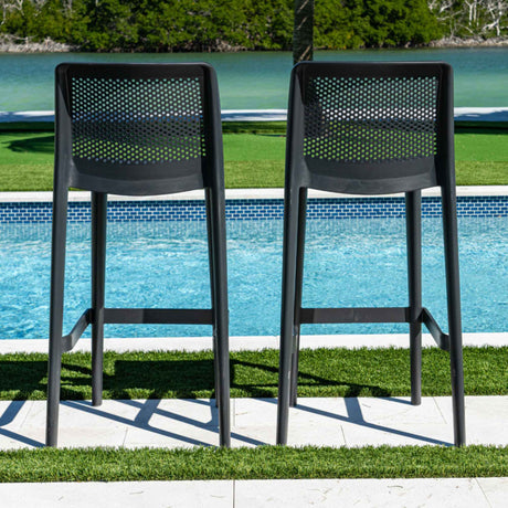 Lisa Outdoor Set of 2 Barstools - Anthracite Model RBO-LISA-ANT-BS-SET2 by Rainbow Outdoor