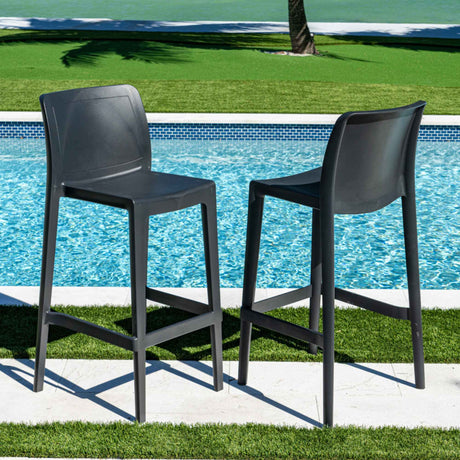 Luna Outdoor Set of 2 Barstools - Anthracite Model RBO-LUNA-ANT-BS-SET2 by Rainbow Outdoor