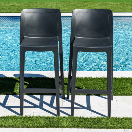 Luna Outdoor Set of 2 Barstools - Anthracite Model RBO-LUNA-ANT-BS-SET2 by Rainbow Outdoor