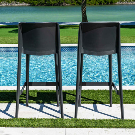 Luna Outdoor Set of 2 Barstools - Anthracite Model RBO-LUNA-ANT-BS-SET2 by Rainbow Outdoor