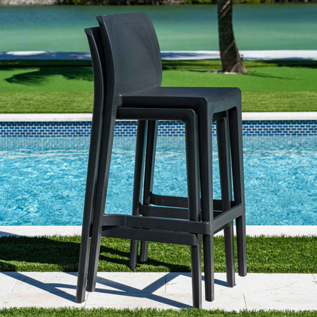 Luna Outdoor Set of 2 Barstools - Anthracite Model RBO-LUNA-ANT-BS-SET2 by Rainbow Outdoor