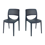 Mila Set of 2 Stackable Side Chairs - Anthracite Model RBO-MILA-ANT-SC-SET2 by Rainbow Outdoor
