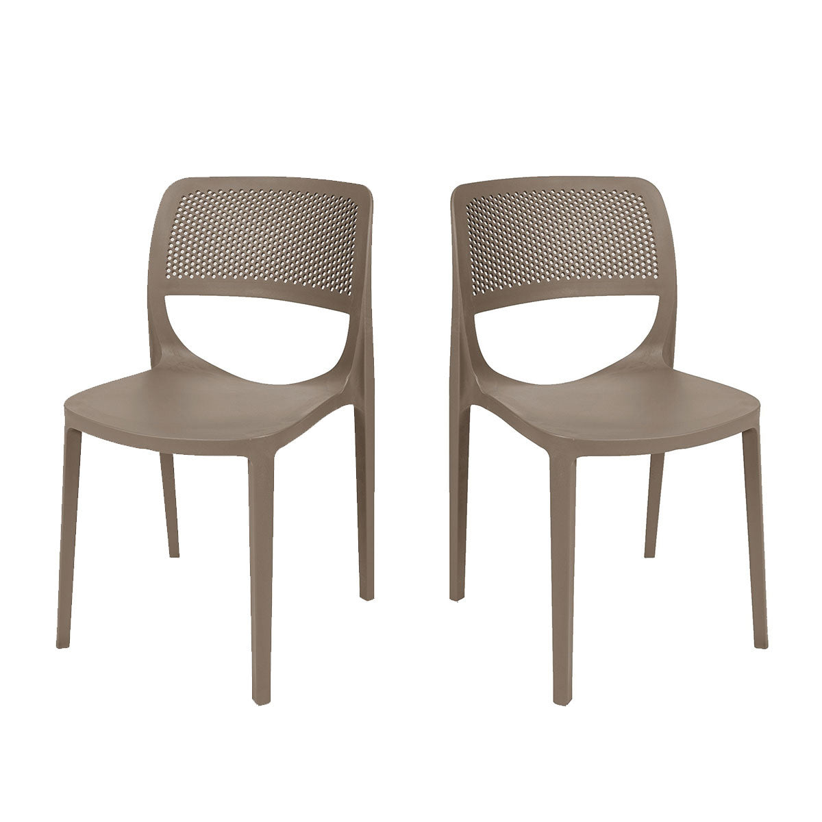 Mila Set of 2 Stackable Side Chairs - Cappuccino Model RBO-MILA-CAP-SC-SET2 by Rainbow Outdoor