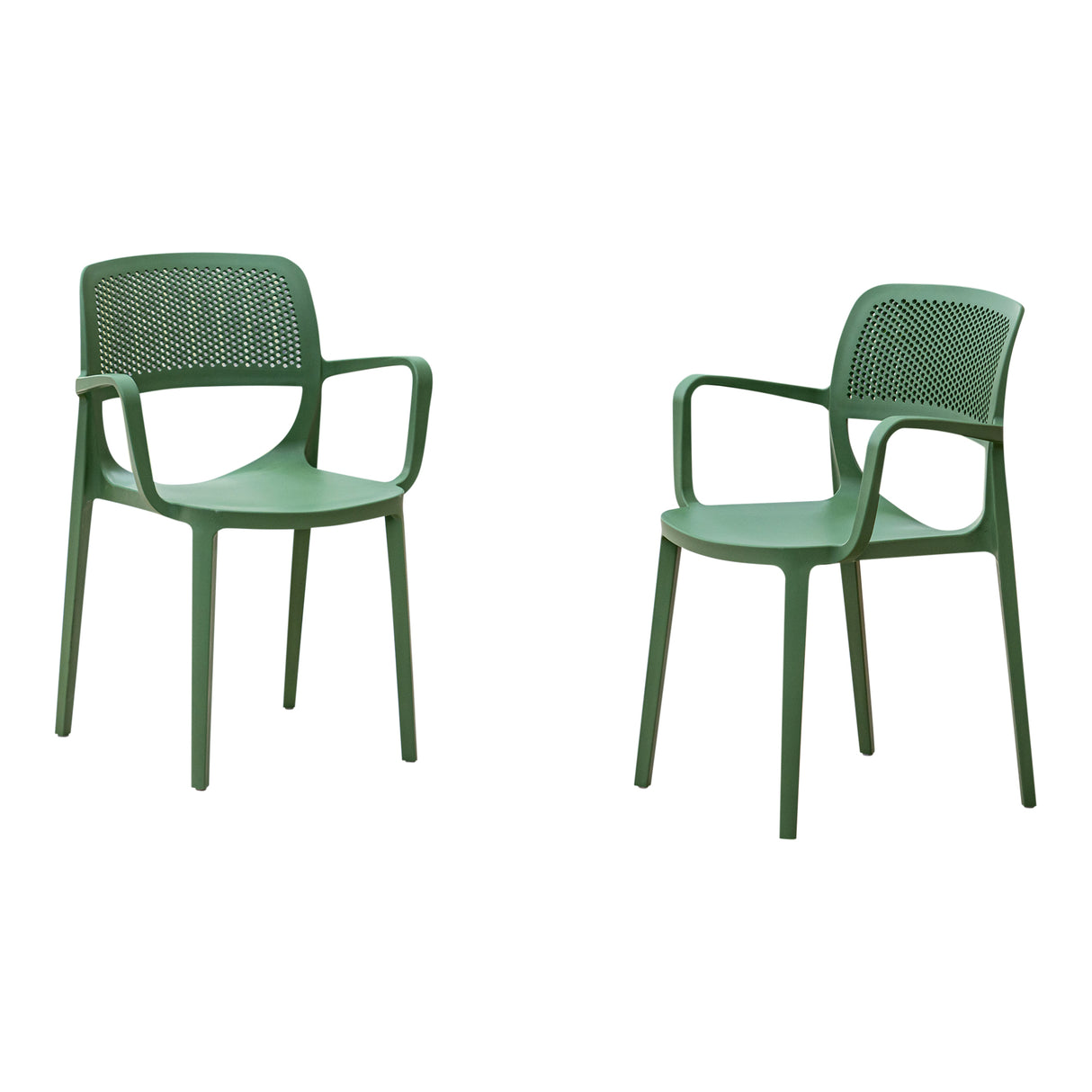 Mila Set of 2 Stackable Armchairs-Green Model RBO-MILA-GRE-AC-SET2 by Rainbow Outdoor