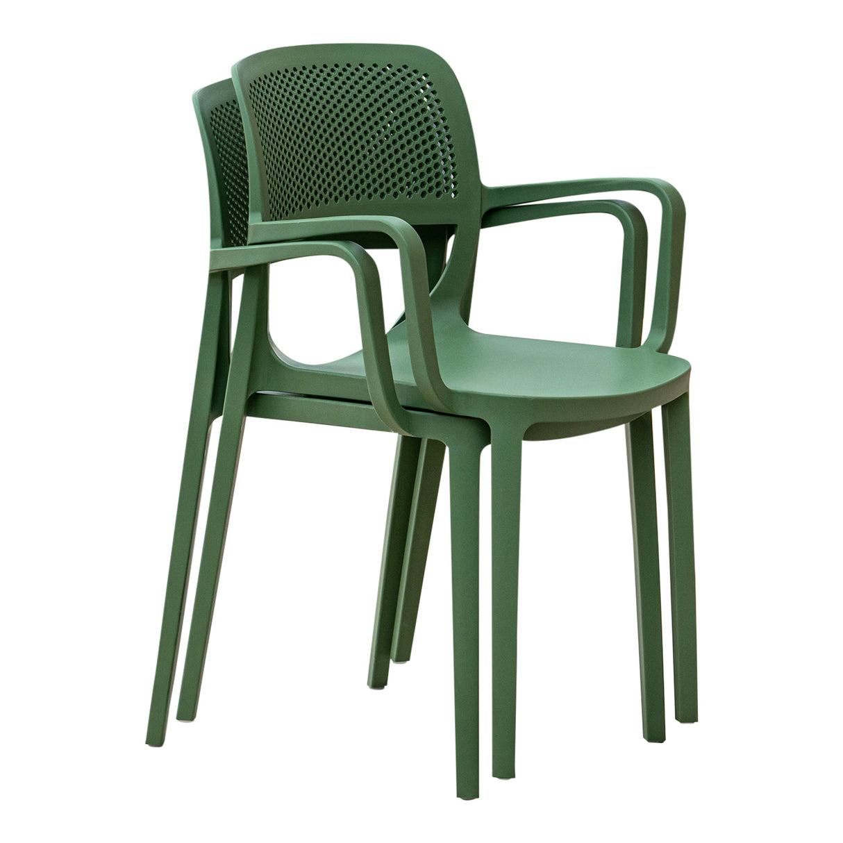 Mila Set of 2 Stackable Armchairs-Green Model RBO-MILA-GRE-AC-SET2 by Rainbow Outdoor