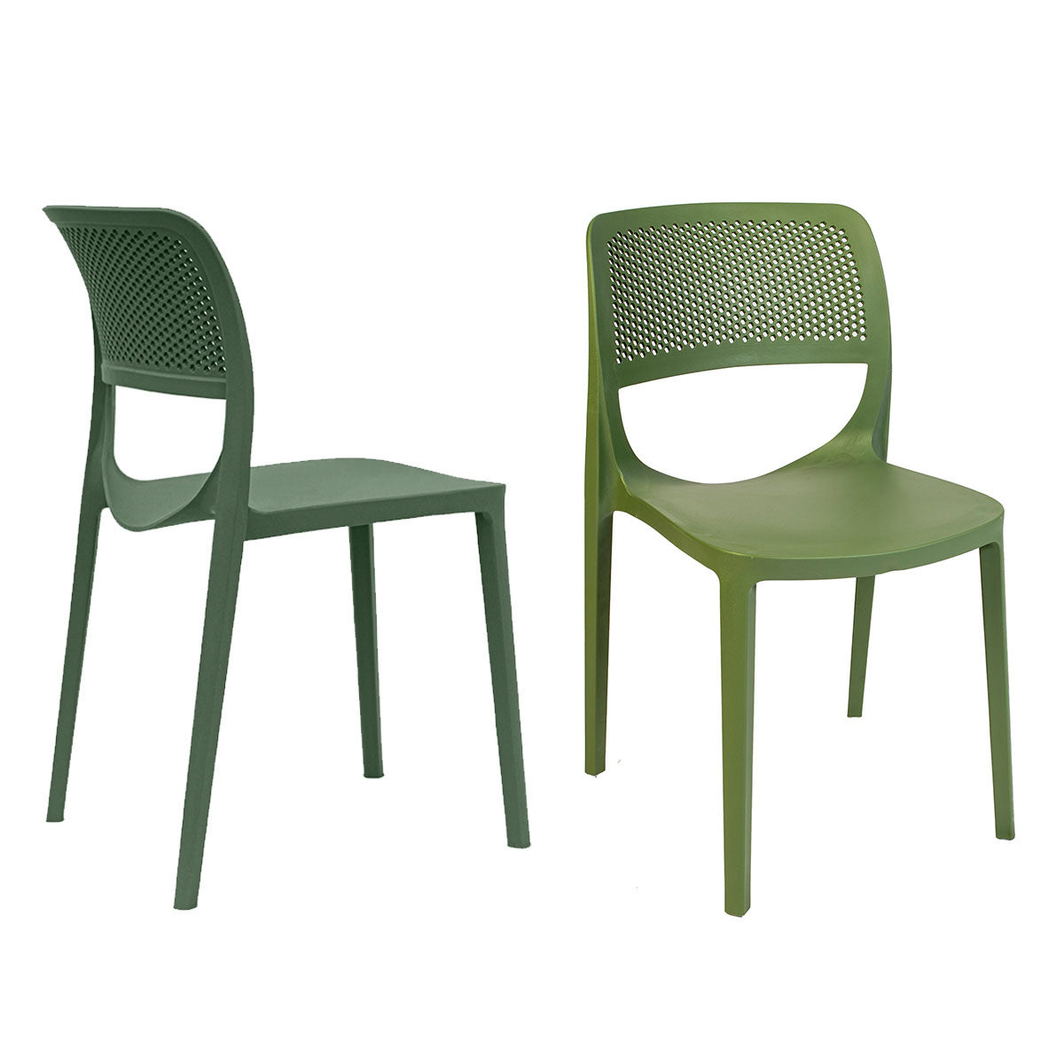 Mila Set of 2 Stackable Side Chairs-Green Model RBO-MILA-GRE-SC-SET2 by Rainbow Outdoor