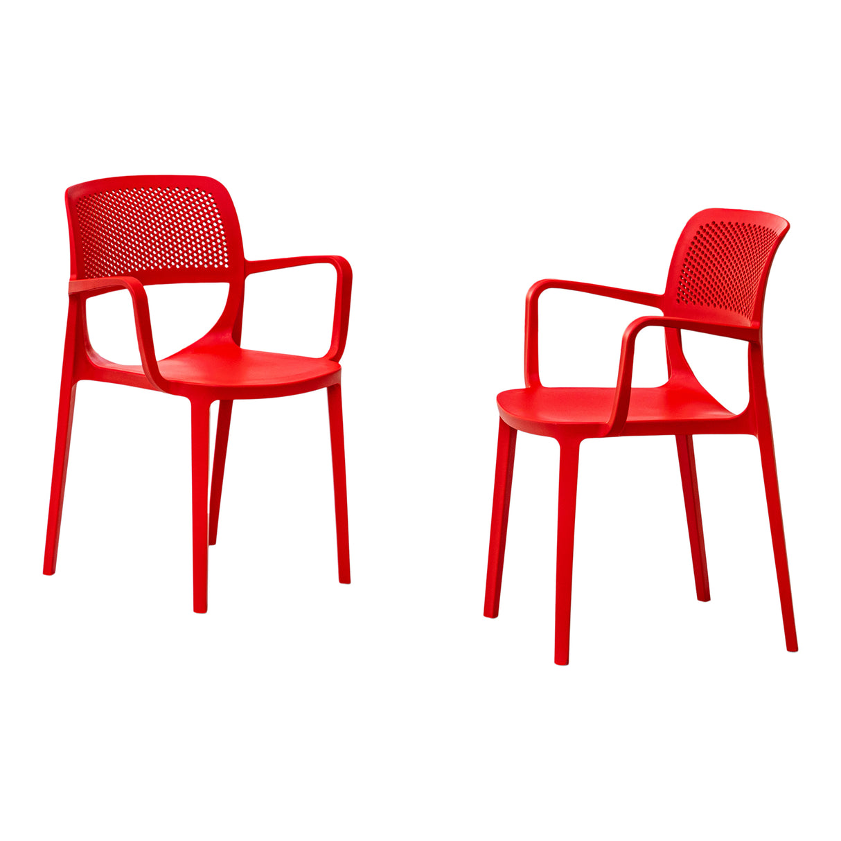 Mila Set of 2 Stackable Armchair - Red Model RBO-MILA-RED-AC-SET2 by Rainbow Outdoor