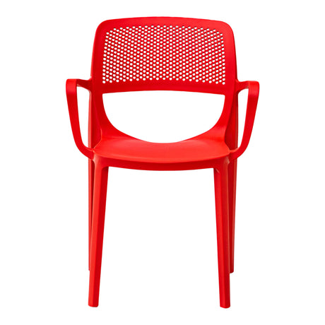 Mila Set of 2 Stackable Armchair - Red Model RBO-MILA-RED-AC-SET2 by Rainbow Outdoor