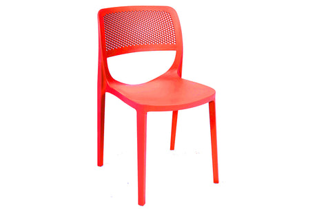 Mila Set of 2 Stackable Side Chairs - Red Model RBO-MILA-RED-SC-SET2 by Rainbow Outdoor