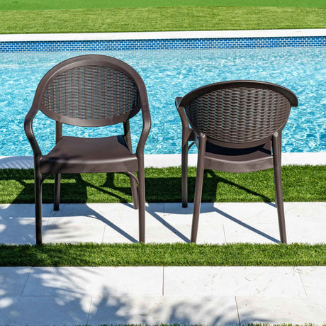 Mona Outdoor Set of 2 Armchairs Model RBO-MONA-BRW-SET2 by Rainbow Outdoor