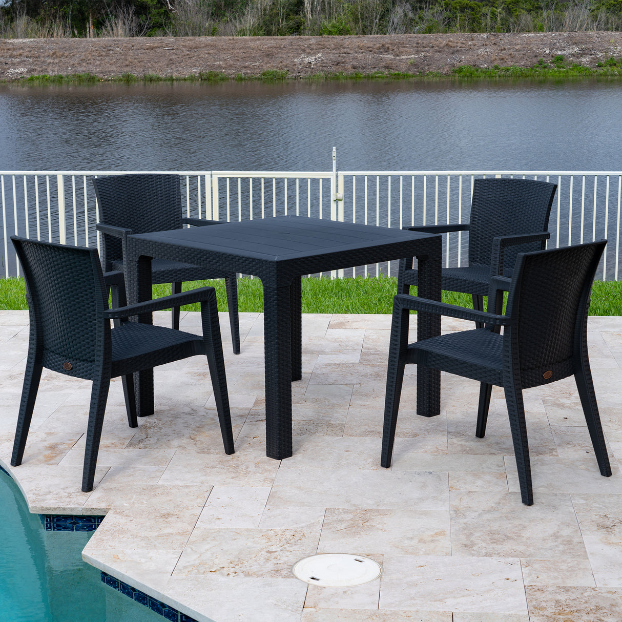 Montana 5-Piece Dining Set - Anthracite Model RBO-MONTANA-ANT-5DA by Rainbow Outdoor