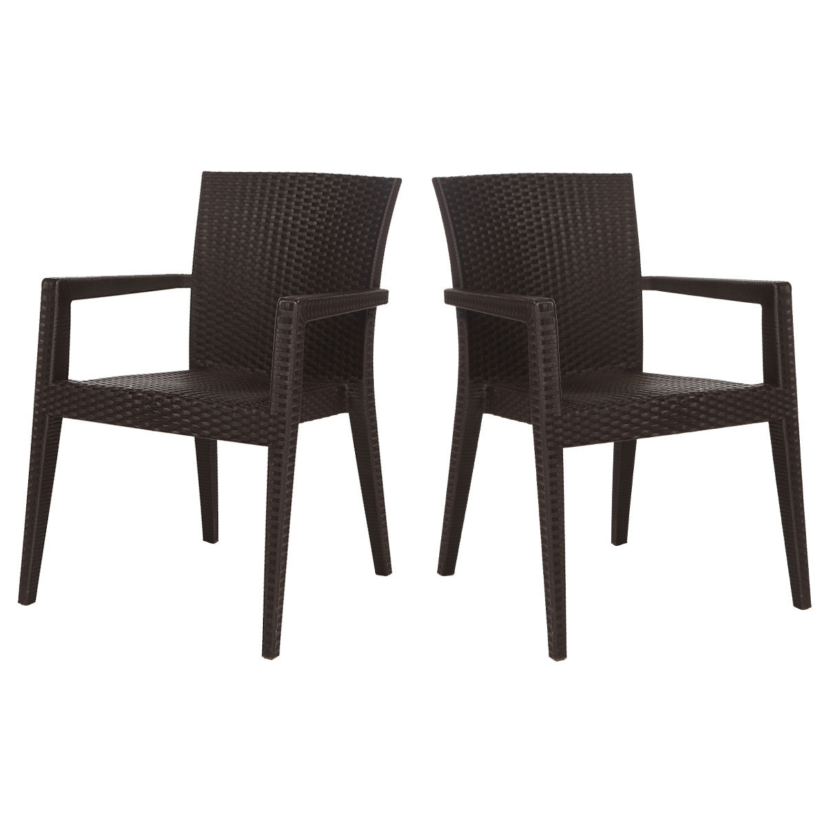 Montana Set of 2 Stackable Armchair - Brown Model RBO-MONTANA-BRW-AC-SET2 by Rainbow Outdoor