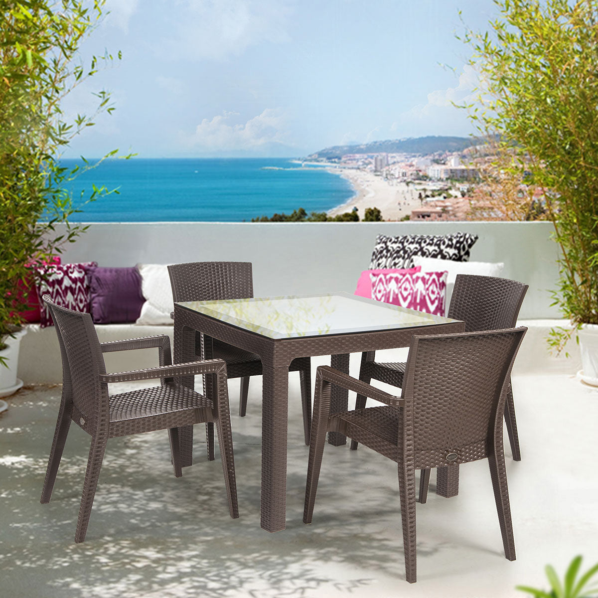 Montana 5-Piece Dining Set - Brown Model RBO-MONTANA-BRW-5DA by Rainbow Outdoor