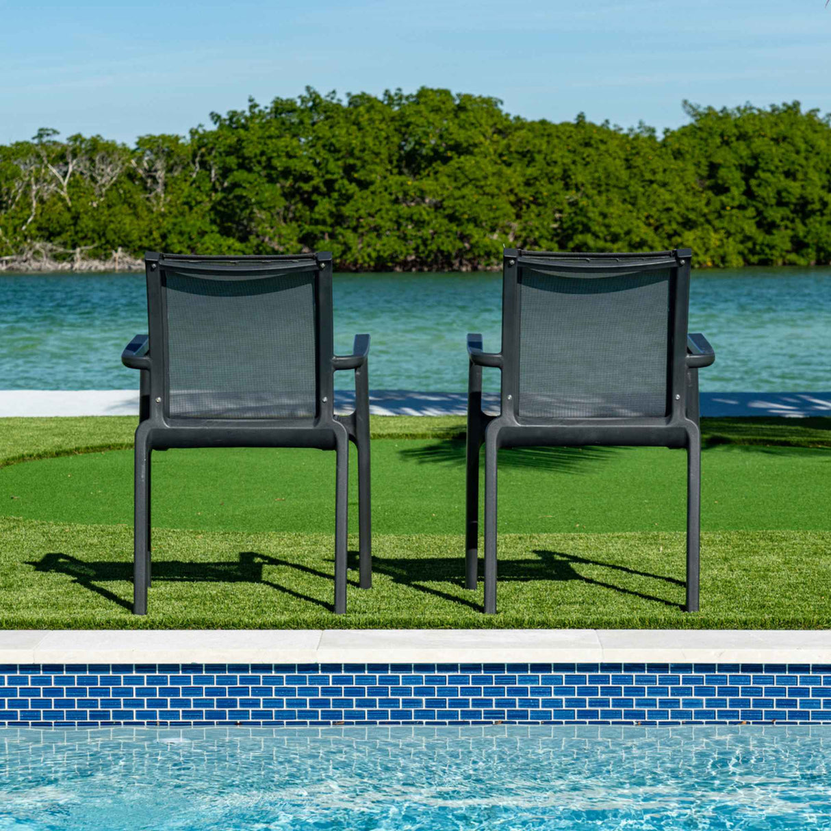 Paris Outdoor Set of 2 Sling Armchairs - Anthracite Model RBO-PARIS-ANT-AC-SET2 by Rainbow Outdoor