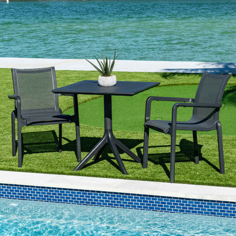 Paris Outdoor Set of 2 Sling Armchairs - Anthracite Model RBO-PARIS-ANT-AC-SET2 by Rainbow Outdoor