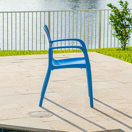 Pedro Set of 2 Stackable Armchairs – Blue Model RBO-PEDRO-BLU-AC-SET2 by Rainbow Outdoor
