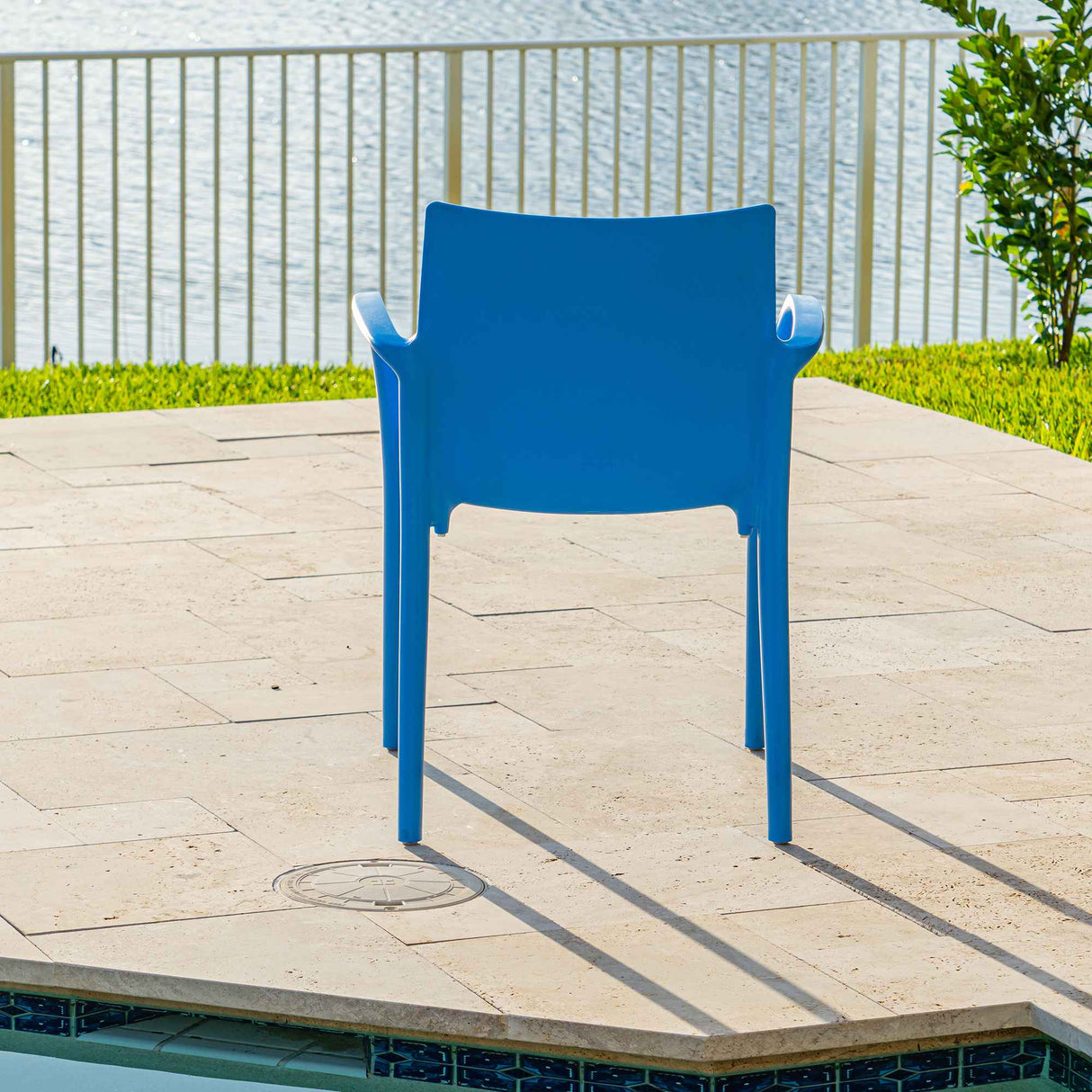 Pedro Set of 2 Stackable Armchairs – Blue Model RBO-PEDRO-BLU-AC-SET2 by Rainbow Outdoor
