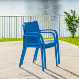 Pedro Set of 2 Stackable Armchairs – Blue Model RBO-PEDRO-BLU-AC-SET2 by Rainbow Outdoor