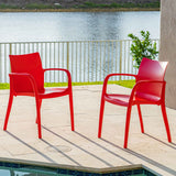 Pedro Set of 2 Stackable Armchairs – Red Model RBO-PEDRO-RED-AC-SET2 by Rainbow Outdoor