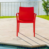 Pedro Set of 2 Stackable Armchairs – Red Model RBO-PEDRO-RED-AC-SET2 by Rainbow Outdoor