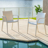 Pedro Set of 2 Stackable Armchairs – White Model RBO-PEDRO-WHT-AC-SET2 by Rainbow Outdoor