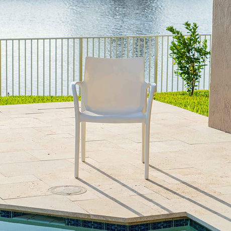Pedro Set of 2 Stackable Armchairs – White Model RBO-PEDRO-WHT-AC-SET2 by Rainbow Outdoor