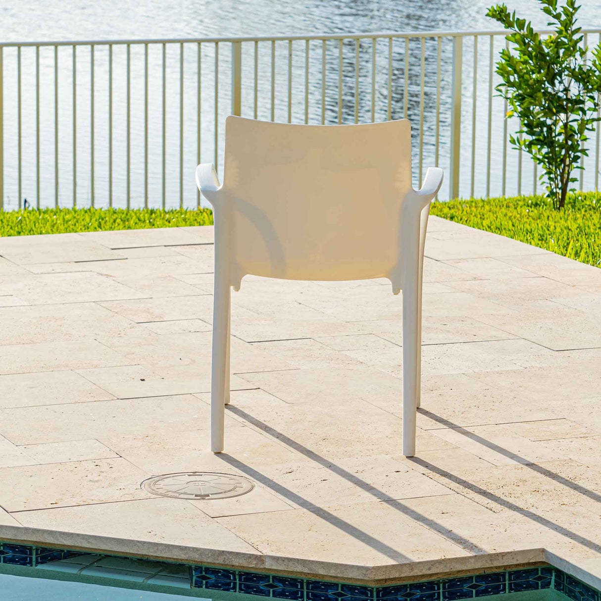Pedro Set of 2 Stackable Armchairs – White Model RBO-PEDRO-WHT-AC-SET2 by Rainbow Outdoor