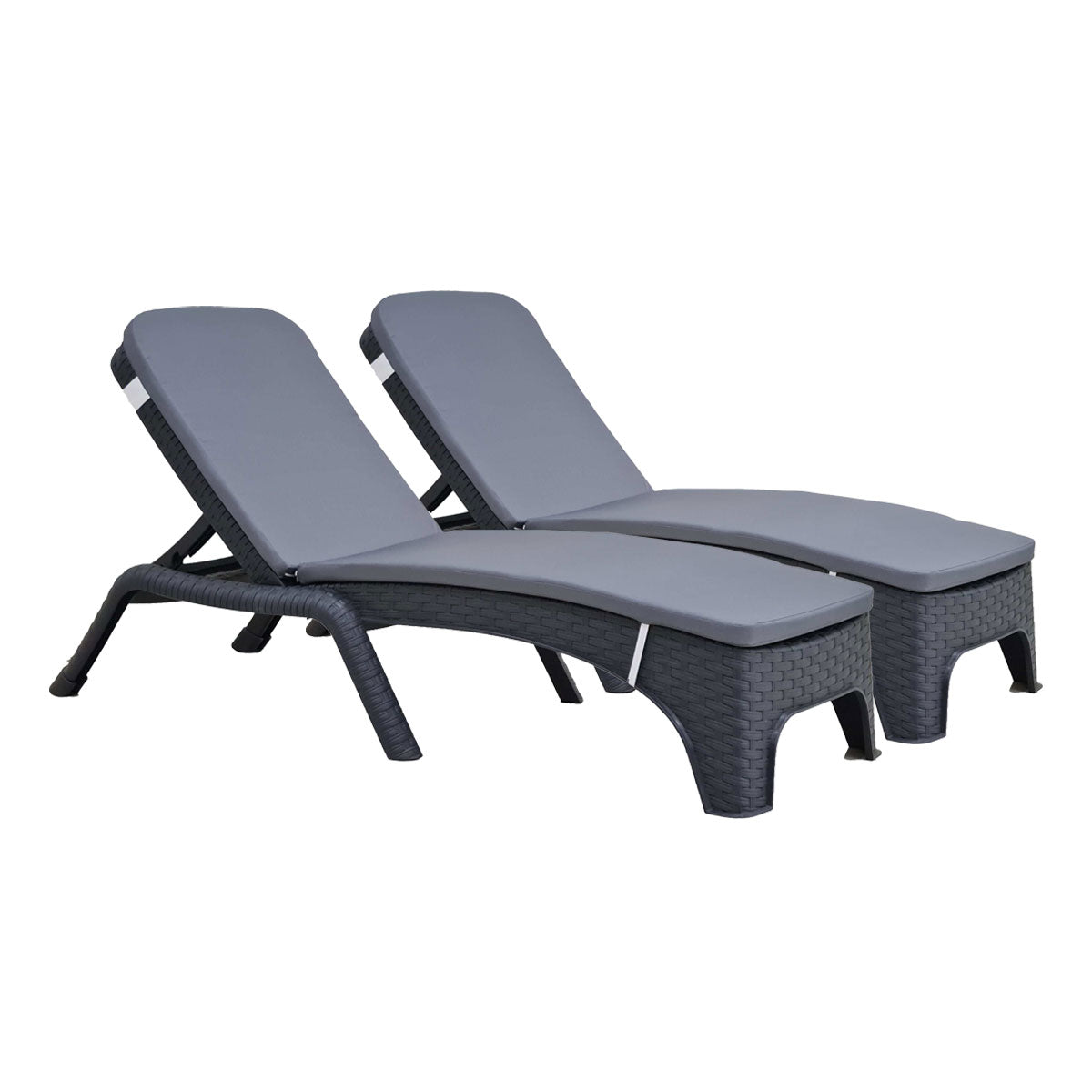 Roma Set of 2 Chaise Loungers w/ Cushion – Anthracite Model RBO-ROMA-ANT-2CL-CUSH by Rainbow Outdoor