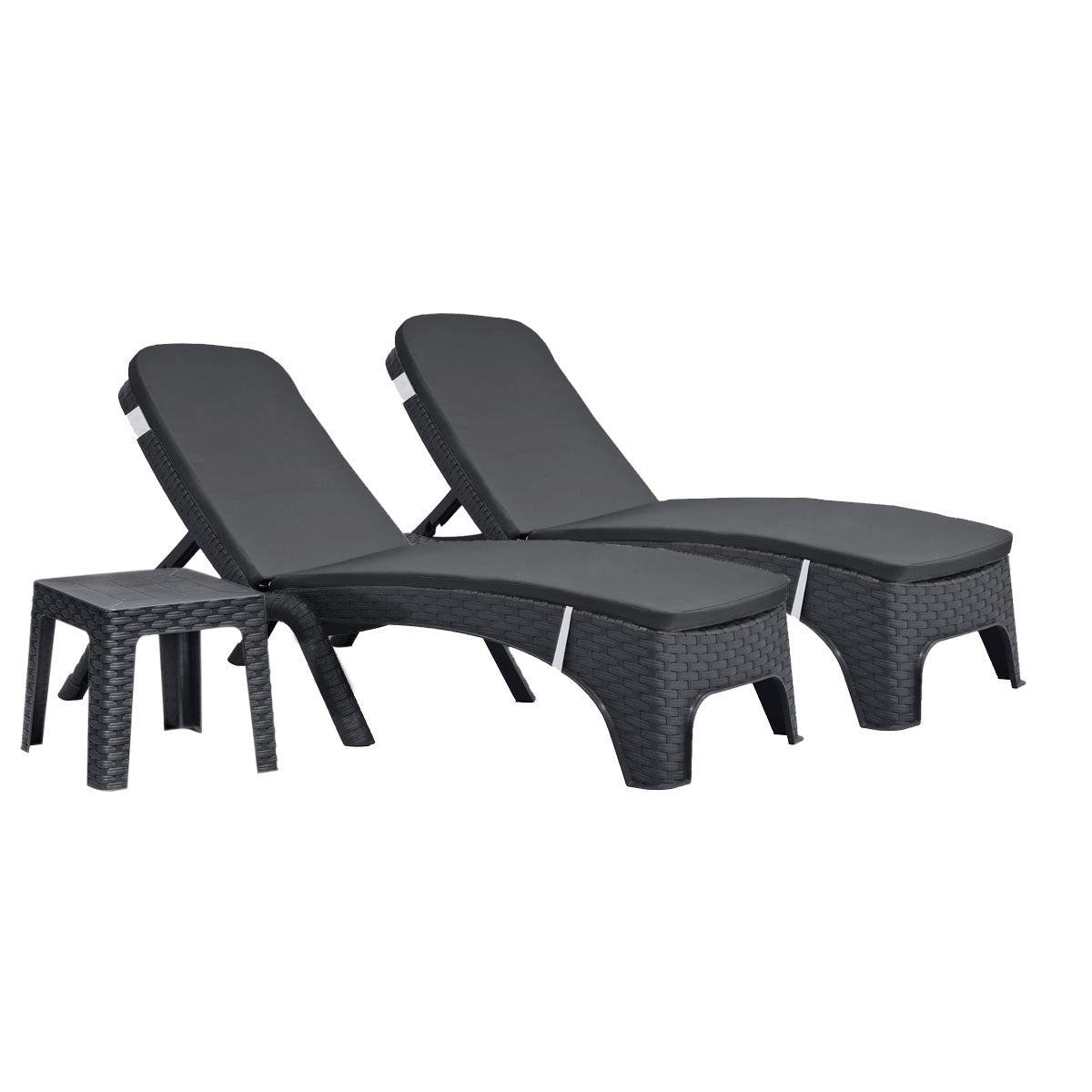 Roma 3-Piece Chaise Lounger Set with Cushion – Anthracite Model RBO-ROMA-ANT-3CL-CUSH by Rainbow Outdoor
