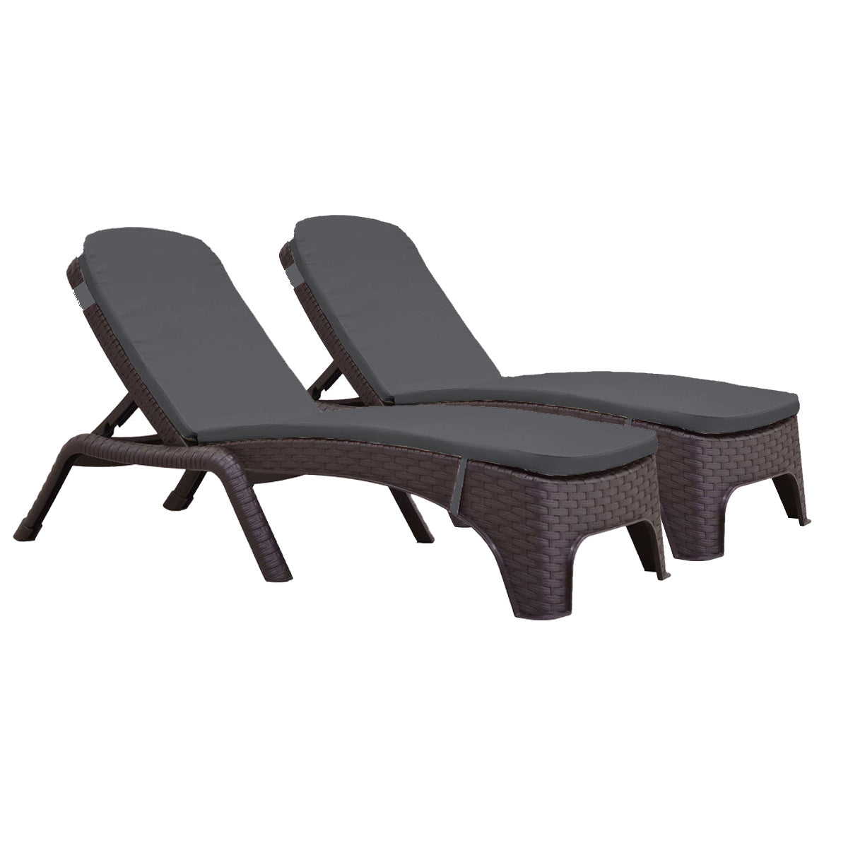 Roma Set of 2 Chaise Lounger with Cushion - Brown Model RBO-ROMA-BRW-2CL-CUSH by Rainbow Outdoor