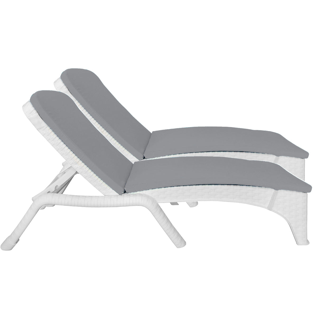 Roma Set of 2 Chaise Lounger w/cushion-White Model RBO-ROMA-WHT-2CL-CUSH by Rainbow Outdoor