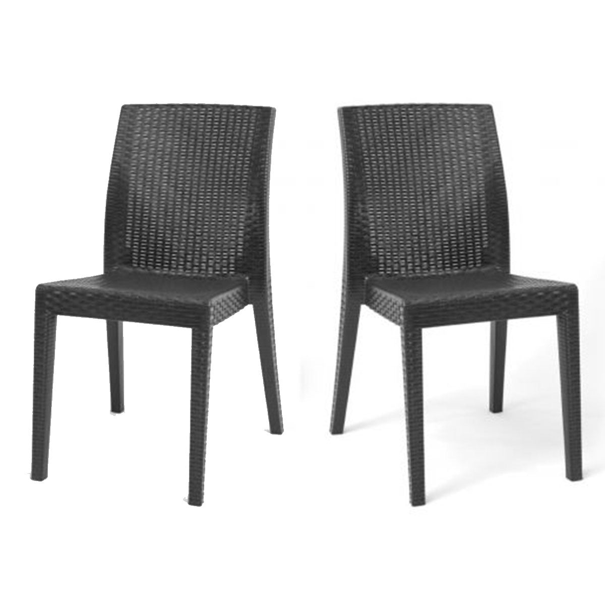 Siena Set of 2 Stackable Side chair-Anthracite Model RBO-SIENA-ANT-SC-SET2 by Rainbow Outdoor
