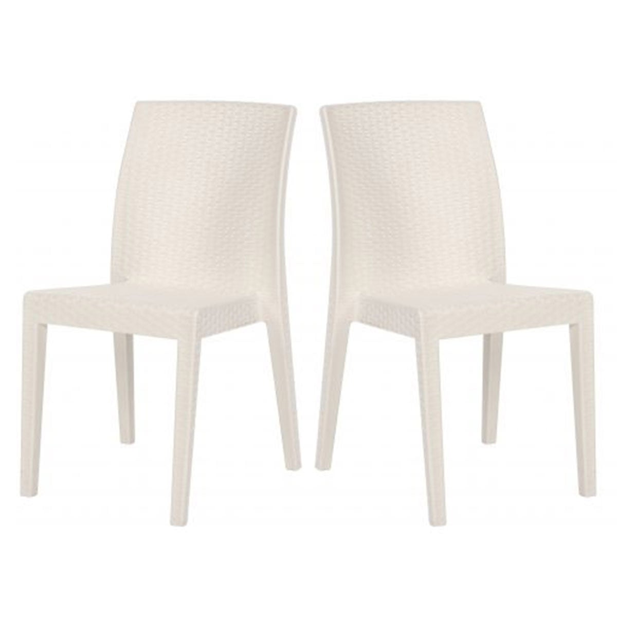 Siena Set of 2 Stackable Side chair-White Model RBO-SIENA-WHT-SC-SET2 by Rainbow Outdoor