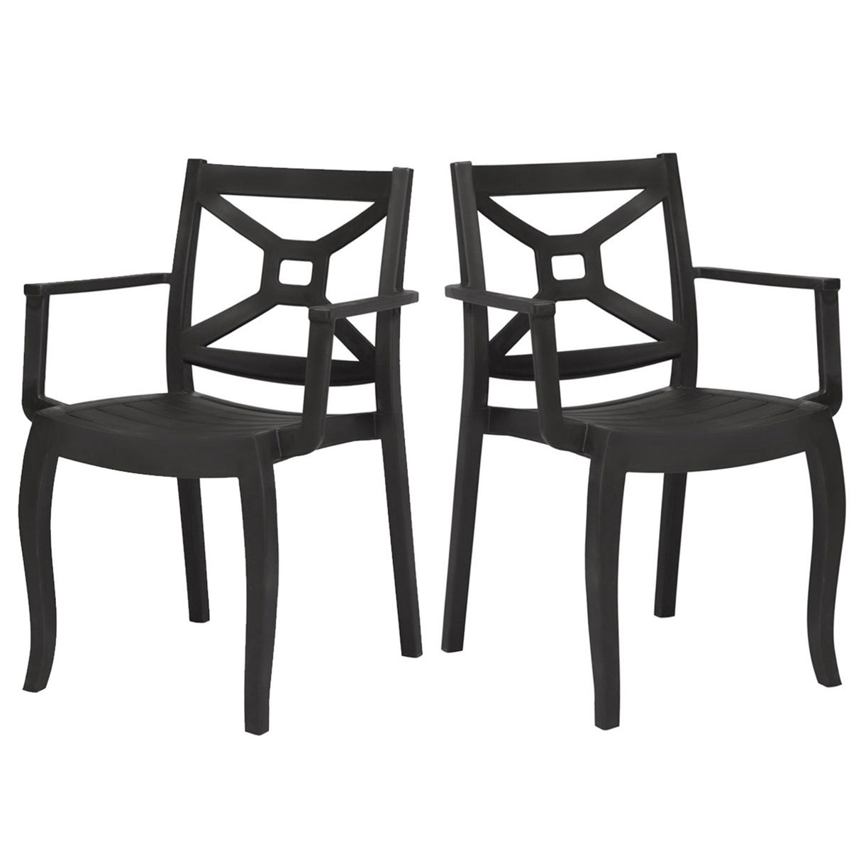 Zeus Set of 2 Stackable Armchair-Anthracite Model RBO-ZEUSBOX-ANT-AC-SET2 by Rainbow Outdoor