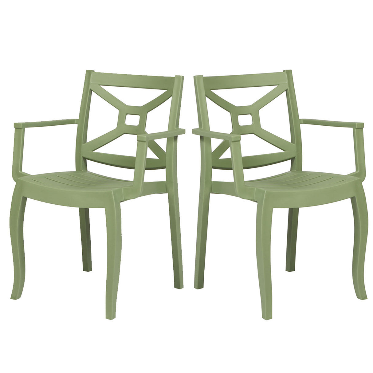 Zeus Outdoor Set of 2 Stackable Armchair-Green Model RBO-ZEUSBOX-GRE-AC-SET2 by Rainbow Outdoor