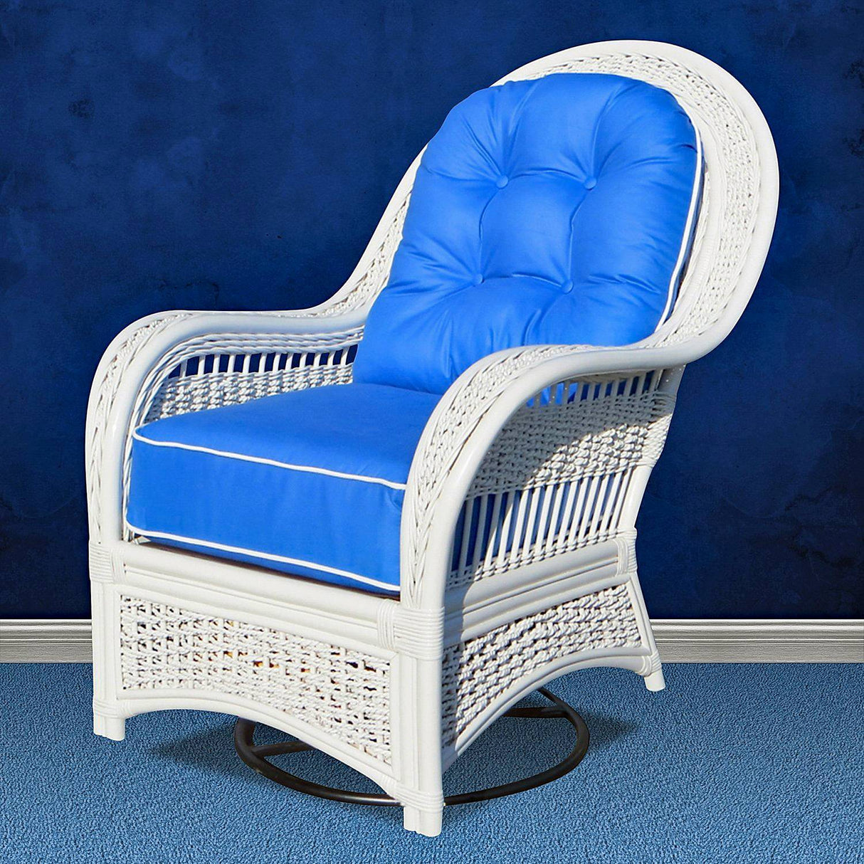Regatta Coastal White Rattan Swivel Rocker Model RSR-W from Spice Island Wicker