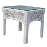 Regatta White End Table w/Glass Model RET from Spice Island Wicker