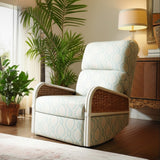 Countryside White Rattan and Natural Wicker Weave Swivel Recliner Glider Model RG734 from Capris Furniture