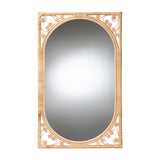 Asula Modern Bohemian Natural Brown Rattan Accent Wall Mirror by Wicker Fair