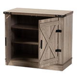 Farmhouse Oak Finished 2-Door Shoe Storage Entry Cabinet by Wicker Fair