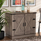 Farmhouse Oak Finished 2-Door Shoe Storage Entry Cabinet by Wicker Fair