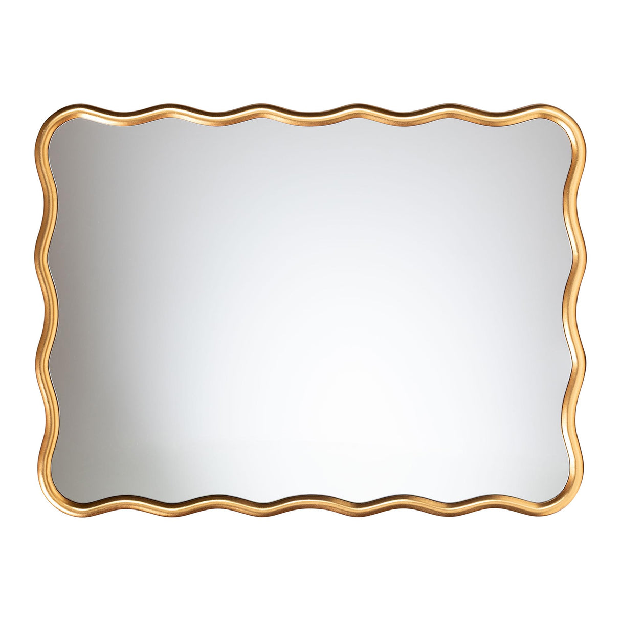 Cassara Gold Scalloped Rectangular Wall Mirror by Wicker Fair