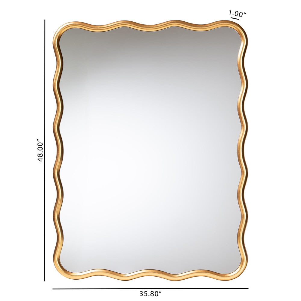 Cassara Gold Scalloped Rectangular Wall Mirror by Wicker Fair